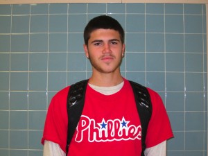 Billy Scheid wears his phills shirts to school after their game one win of the world series