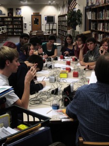 The Quiz Bowl team at their practice on Monday