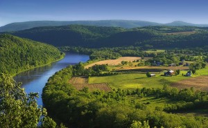 The Susquehanna River, shown here in Bradford County, was not listed as impaired in a recent report but many say it should be. Photo source originally posted to Flickr as Meander via wikipedia.