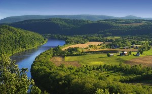 The Susquehanna River, shown here in Bradford County, was not listed as impaired in a recent report but many say it should be. Photo source originally posted to Flickr as Meander via wikipedia. 