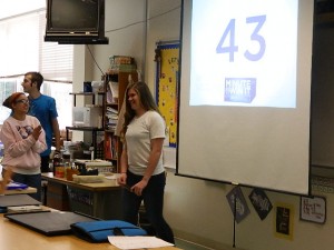 Students in the Activities Club enjoyed a "Minute to Win It" game at a recent meeting.