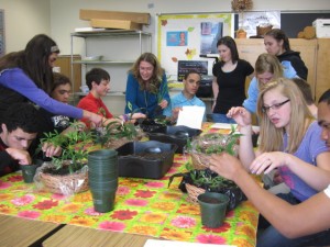 Students in the floriculture class