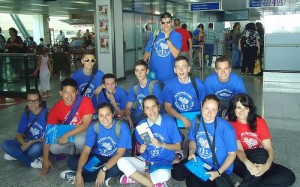 Bosnian YES participants departing from the Sarajevo Airport, Bosnia & Herzegovina. First row, first from the right, Ljuljeta Koshi (office director, American Council for International Education Bosnia and Herzegovina);sSecond row, second and third from the right, Haris Jasarevic and Tarik Slanjankic. 