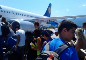 Departing from Sarajevo International Airport, Bosnia and Herzegovina. On the photo, Tarik Slanjankic.