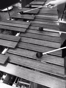 Senior Caleb Breidenbaugh plays a marimba.